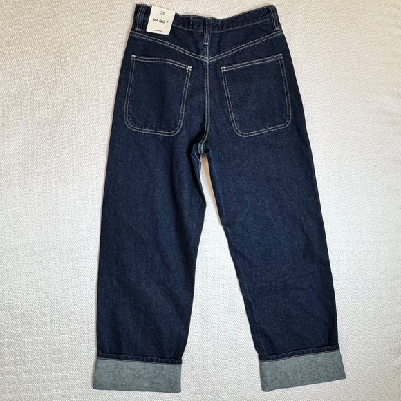 NWT Bershka Men’s Baggy Jeans Turned-up Hems Blue Size 29 - Picture 8 of 15